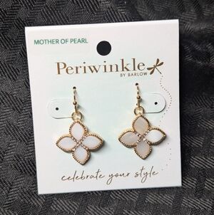 Periwinkle by Barlow Gold and White Floral Earrings.